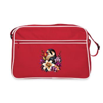 Falcon blossoms in a circle of flowers - Retro Bag - red/white - Front