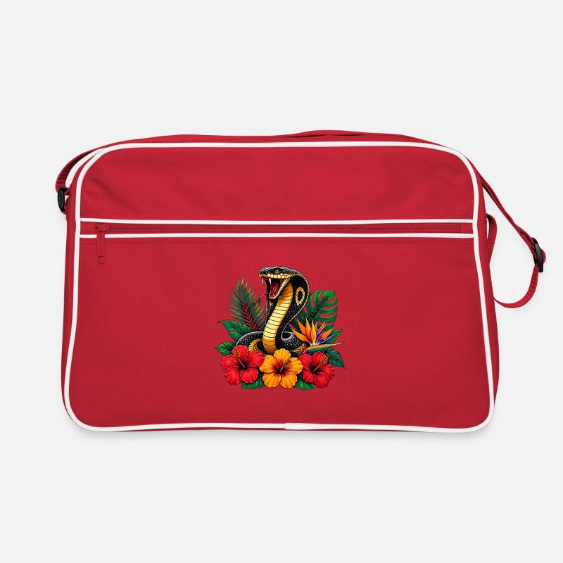 Serpent dans le parc des fleurs tropicales Sac Retro
