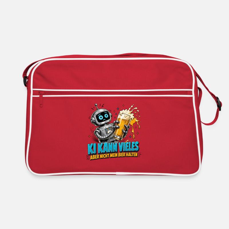 Roboter Bier Spruch Retro Tasche