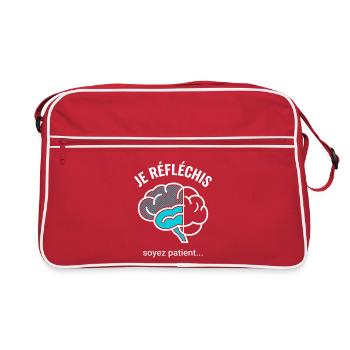 Je Réfléchis Soyez Patient Cerveau - Sac Retro - rouge/blanc - Devant