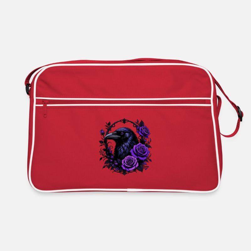 Night crow with violet roses Retro Bag