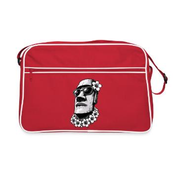 Moai Osterinsel Statue im Hawaii Sommer Look - Retro Tasche - Rot/Weiß - Vorne