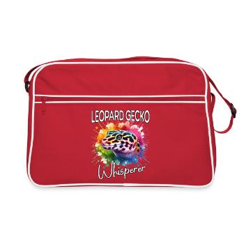 Leopardgecko Flüsterer - Retro Tasche - Rot/Weiß - Vorne