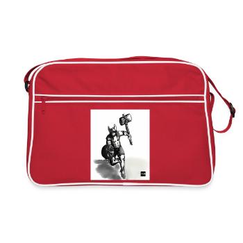Guerrier viking avec un marteau en marche - Sac Retro - rouge/blanc - Devant