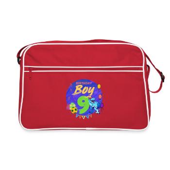 Happy Birthday Boy 9 Dinosaur Vintage Design - Retro Bag - red/white - Front