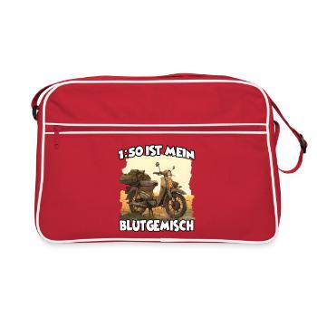 Zweitakt-Kult Simson Motiv– Ostdeutsche Nostalgie  - Retro Tasche - Rot/Weiß - Vorne