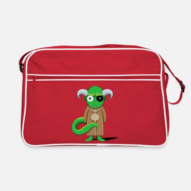 Braungewandeter Grüner Dämon Retro Tasche