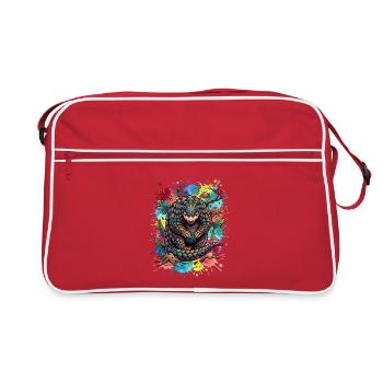 Pangolin-Aquarellporträt - Retro Tasche - Rot/Weiß - Vorne