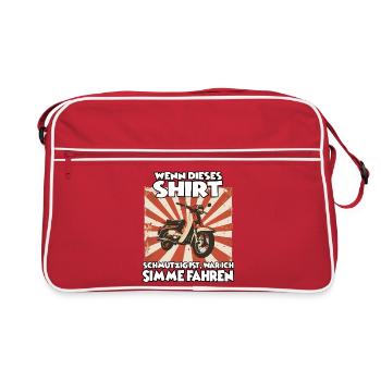 Zweitakt-Kult Simson Motiv– Ostdeutsche Nostalgie  - Retro Tasche - Rot/Weiß - Vorne