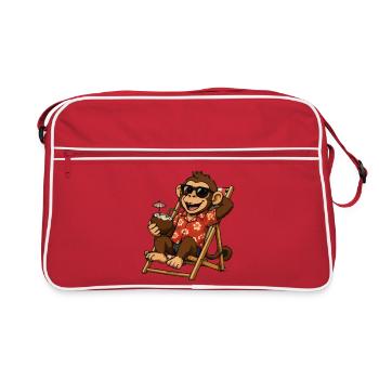 Singe sur la plage en hawaïen look - Sac Retro - rouge/blanc - Devant