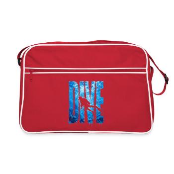 Silhouette de plongeur sous-marin bleu - Sac Retro - rouge/blanc - Devant