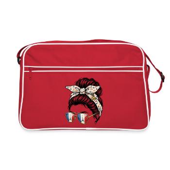 Fille Chignon Décoiffé France Tour Eiffel - Sac Retro - rouge/blanc - Devant