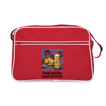 Tente de bière Bavière | Poulet et bière, c’est pour ça que je suis là - Sac Retro - rouge/blanc - Devant