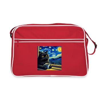 Nuit étoilée du chat noir - Sac Retro - rouge/blanc - Devant