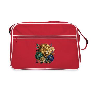 Lion royal aux fleurs précieuses - Sac Retro - rouge/blanc - Devant