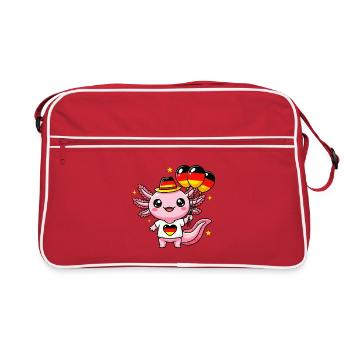 Dragon Kawaii avec drapeau de cœur - Sac Retro - rouge/blanc - Devant