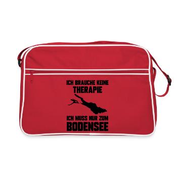 Ich brauche keine Therapie ich muss zum Bodensee - Retro Tasche - Rot/Weiß - Vorne