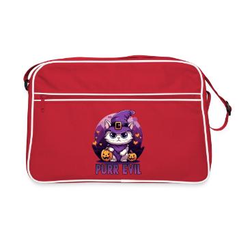 Kawaii Halloween Cat in Witch Style | Chibi Neko - Retro Bag - red/white - Front