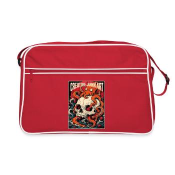 Art océanique crâne et tentacule - Sac Retro - rouge/blanc - Devant