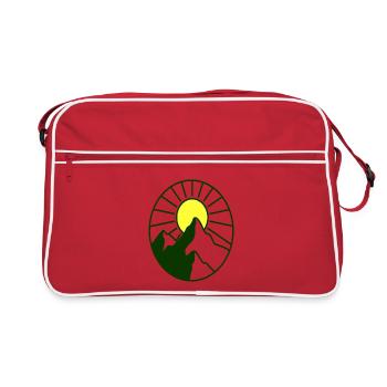 Sonnenaufgang über Bergkette - Retro Tasche - Rot/Weiß - Vorne