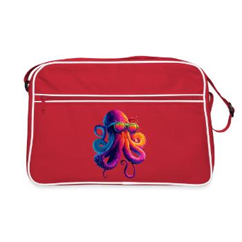 Pieuvre Pieuvre Pieuvre Calamar Mer Pieuvre mignonne - Sac Retro - rouge/blanc - Devant