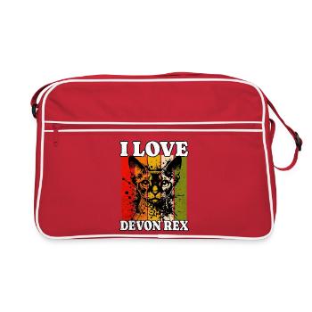 I Love Devon Rex - Retro Bag - red/white - Front