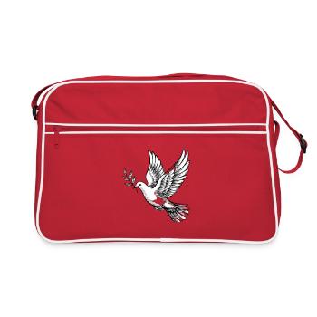Dove of peace with olive branch symbol of hope - Retro Bag - red/white - Front