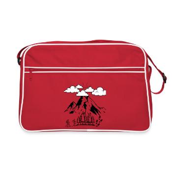 T-shirt Randonnée Montagnes Nature Aventure en plein air - Sac Retro - rouge/blanc - Devant