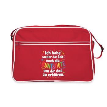 Weder Zeit Noch Buntstifte Erklären Genervt Büro - Retro Tasche - Rot/Weiß - Vorne