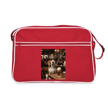 Cowboy Dog Zigarrenbar Beagle - Retro Tasche - Rot/Weiß - Vorne