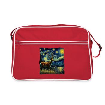 Sikahirsch Starry Night - Retro Tasche - Rot/Weiß - Vorne