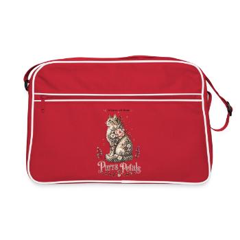 Ronronnements & Pétales – Chat aux Fleurs Romantique - Sac Retro - rouge/blanc - Devant