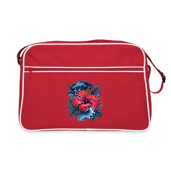 Vague d’orage d’hibiscus - Sac Retro - rouge/blanc - Devant