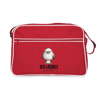  Ich Lächele Innerlich Lustiger Mürrischer Vogel - Retro Tasche - Rot/Weiß - Vorne