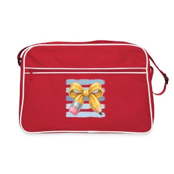 Dessin au crayon doré avec nœud - Sac Retro - rouge/blanc - Devant