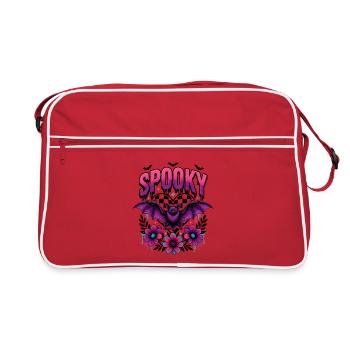Halloween Spooky Bat Floral Néon - Sac Retro - rouge/blanc - Devant