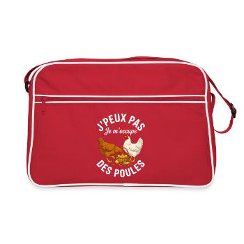 J'peux pas je m'occupe des poules humour - Sac Retro - rouge/blanc - Devant