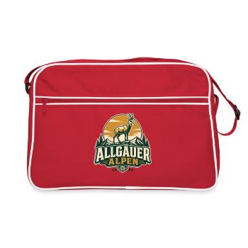Allgäuer Alpen Gämse Vintage Emblem - Retro Tasche - Rot/Weiß - Vorne