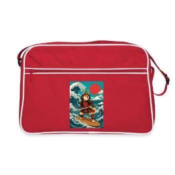Surf Shiba Inu Samurai Doge au Japon - Sac Retro - rouge/blanc - Devant