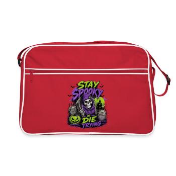 Stay Spooky or Die Trying – Halloween Skull - Retro Bag - red/white - Front