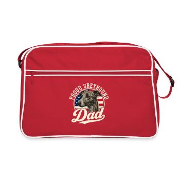 Proud Greyhound Dad Rescue Berger Propriétaire de Lévrier - Sac Retro - rouge/blanc - Devant