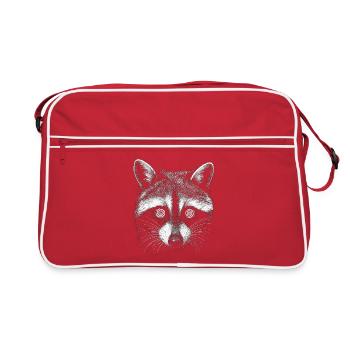 Raccoon Raccoon Nature Raccoon Head - Retro Bag - red/white - Front