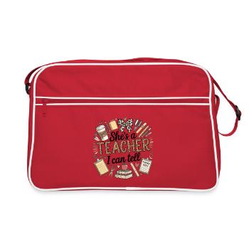 She's a Teacher I Can Tell | Cute Leopard Teacher  - Retro Bag - red/white - Front