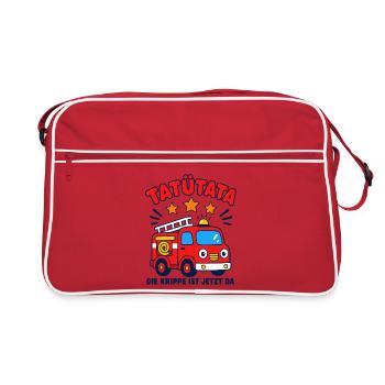 Tatütata – die Krippe ist jetzt da Feuerwehr - Retro Tasche - Rot/Weiß - Vorne