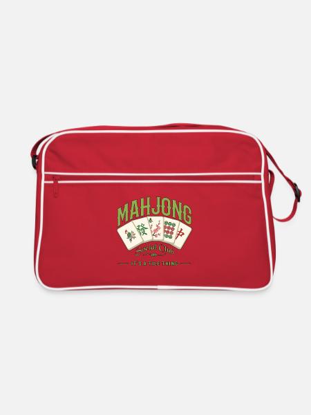 Mahjong-Spiel Sozialclub-Mahjong-Spieler - Retro Tasche - Rot/Weiß - Vorne