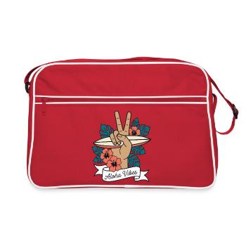 Aloha Vibes Surfen Peace Hand Hawaii - Retro Tasche - Rot/Weiß - Vorne
