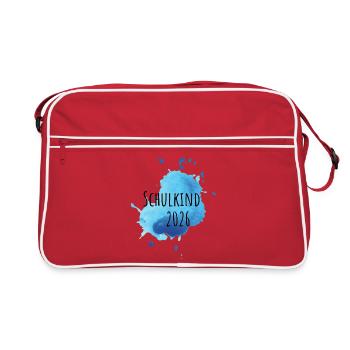Schulkind 2026 - Abenteuer Schule beginnt - Retro Tasche - Rot/Weiß - Vorne