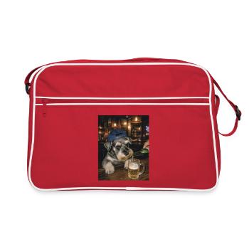 Humour de chien amateur de bière Schnauzer assoiffé - Sac Retro - rouge/blanc - Devant