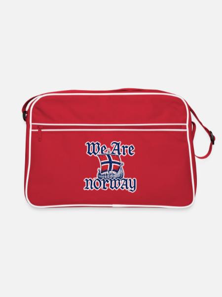 Norwegen Wikingerboot Flagge - Retro Tasche - Rot/Weiß
