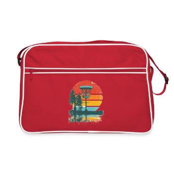Disc Golf Putter Basket Retro Vintage Sunset - Retro Bag - red/white - Front